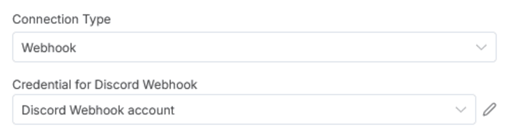 Définition du webhook en tant que méthode de connexion à Discord